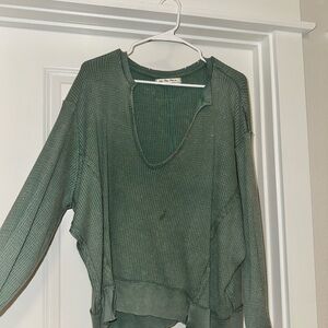 Free People Green Long Sleeve Top